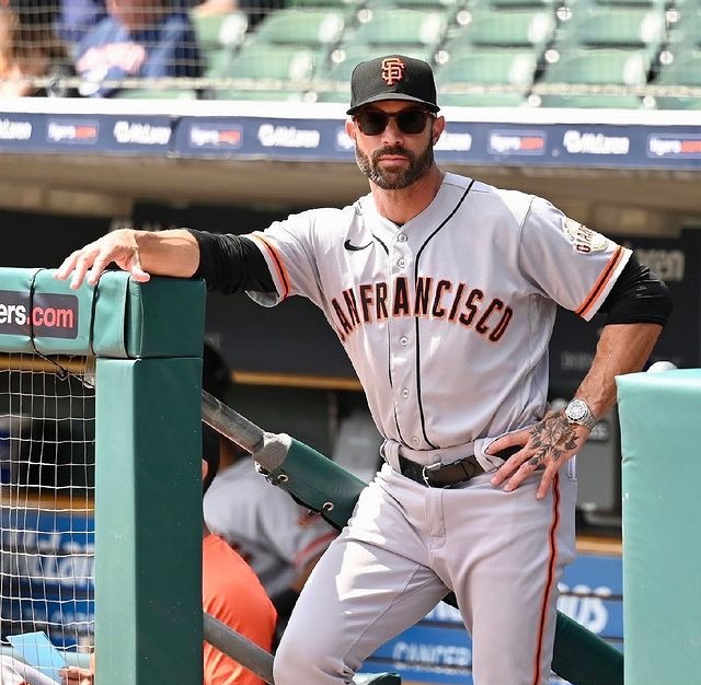 Gabe Kapler is on his San Francisco Giants jersey.